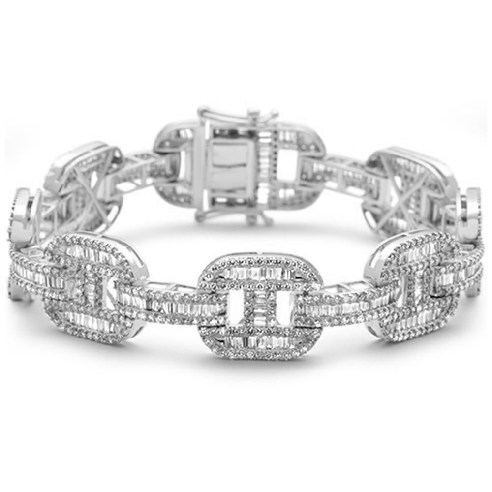 <span>DIAMOND  CLOSEOUT! </span> 10.9ct G SI 14K White Gold Baguette & Round Diamond Bracelet 8.5"