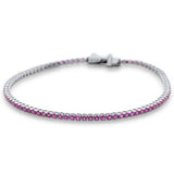2.63ct G SI 14K White Gold Natural Ruby Tennis Bracelet 7"