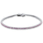 <span style="color:purple">SPECIAL!</span> 2.45ct G SI 14K White Gold Natural Pink Sapphire Tennis Bracelet 7"