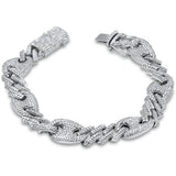 8.10ct G SI 14K White Gold Diamond Cuban Bracelet 8.5"