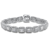 5.25ct G SI 14K White Gold Baguette & Round Diamond Bracelet 8"