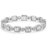 <span>DIAMOND CLOSEOUT! </span> 7.52ct G SI 14KT White Gold Diamond Round & Baguette 8.5"