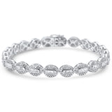 <span>DIAMOND  CLOSEOUT! </span> 4.25ct G SI 14K White Gold Diamond Oval Shaped Round & Baguette Tennis Bracelet