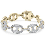 <span>DIAMOND CLOSEOUT! </span> 7.00ct G SI 14K Yellow Gold Diamond Mariner Link Iced Out Bracelet
