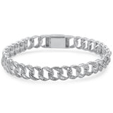 2.85ct G SI Men's 14K White Gold Round & Baguette Diamond Bracelet 8" Long
