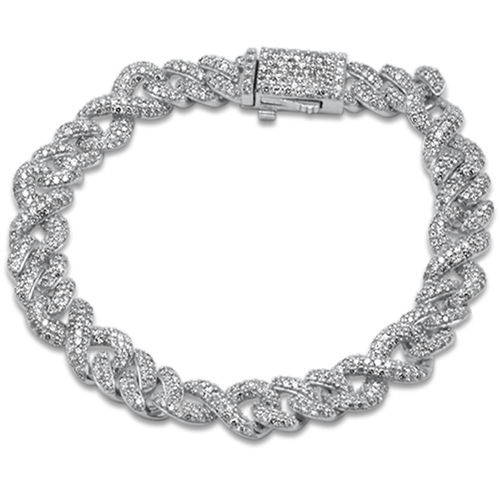 <span>DIAMOND  CLOSEOUT! </span> 7.69ct G SI 14K White Gold Infinity Round Diamond Cuban Bracelet 8" Long