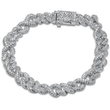 7.69ct G SI 14K White Gold Infinity Round Diamond Cuban Bracelet 8" Long