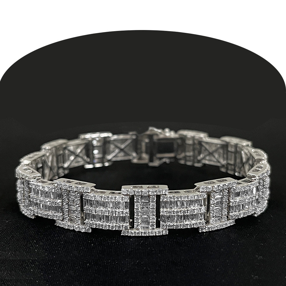 <span>DIAMOND  CLOSEOUT! </span> 10.61ct G SI 14KT White Gold Diamond Round & Baguette Bracelet 8.5"