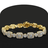 <span>DIAMOND CLOSEOUT! </span> 7.15ct G SI 14K Yellow Gold Diamond Round & Baguette 8.5"