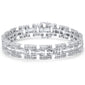 <span>DIAMOND  CLOSEOUT! </span> 12.89ct G SI 14K White Gold Round & Baguette Iced Out Diamond Bracelet 8.5" Long