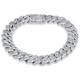 <span style="color:purple">SPECIAL!</span> 9mm 3.61ct G SI 14K White Gold Round & Baguette Iced Out Diamond Cuban Bracelet 8" Long