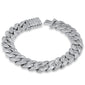 <span style="color:purple">SPECIAL!</span> 9.89ct G SI 14K White Gold Round & Baguette Iced Out Cuban Diamond Bracelet 8" Long