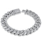<span style="color:purple">SPECIAL!</span> 13MM 7.77ct G SI 14K White Gold Round & Baguette Iced Out Cuban Diamond Bracelet 8" Long