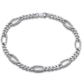 .49ct G SI 14K White Gold Diamond Figaro Bracelet