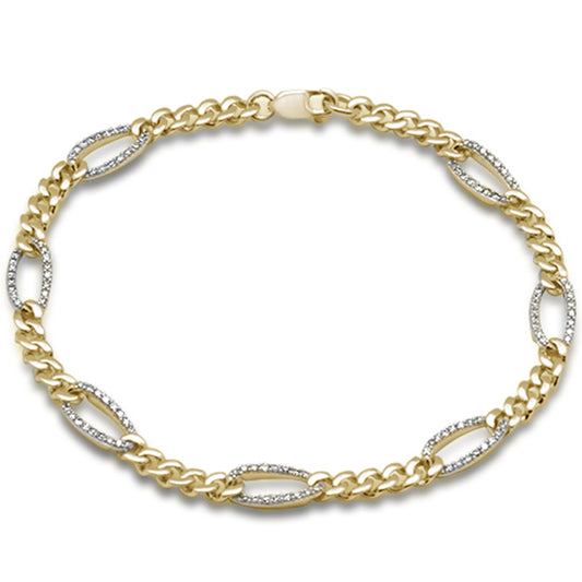 <span style="color:purple">SPECIAL!</span> .49ct G SI 14K Yellow Gold Diamond Figaro Bracelet 7" Long