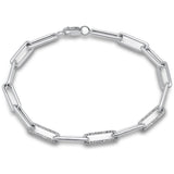 .64ct G SI 14K White Gold Diamond Paperclip Bracelet 7.25" Long