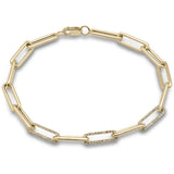 .66ct G SI 14K Yellow Gold Diamond Paperclip Bracelet 7.25" Long