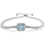<span>GEMSTONE CLOSEOUT </span>!  2.45ct G SI 14K White Gold Adjustable Diamond & Natural Aquamarine Bola Bracelet