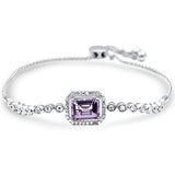 <span>GEMSTONE CLOSEOUT </span> 2.13ct G SI 14K White Gold Diamond Amethyst Gemstone Bola Bracelet 13mm x 11mm