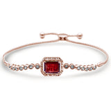 3.04ct G SI 14K Rose Gold Diamond & Ruby Adjustable Gemstone Bola Bracelet