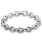 <span>DIAMOND  CLOSEOUT! </span> 15.10ct G SI 14K White Gold Round Diamond Oval Link Bracelet 8.5"