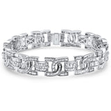 8.88ct G SI 14K White Gold Round & Baguette Diamond Iced Out Men's Bracelet 8.5" Long