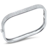 <span style="color:purple">SPECIAL!</span>  2.46ct G SI 14K White Gold Round Diamond Square Bangle Bracelet Size 6.5"