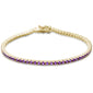 <span style="color:purple">SPECIAL!</span>1.93ct 14K Yellow Gold Natural Amethyst Gemstone Tennis Bracelet 7"