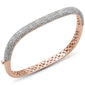 <span style="color:purple">SPECIAL!</span> 3.34ct G SI 14K Rose Gold Diamond Pave Square Bangle Bracelet 6.75"