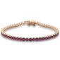<span style="color:purple">SPECIAL!</span> 7.17ct 14K Rose Gold Natural Ruby Tennis Bracelet 7" Long