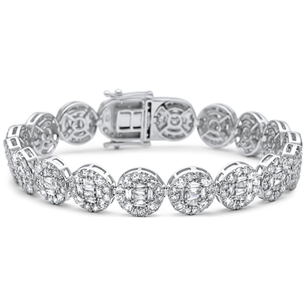 12.09ct G SI 14K White Gold  Round & Baguette Diamond Bracelet
