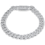 9MM 3.37ct G SI 14K White Gold Diamond Cuban Bracelet 8" Long