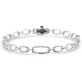 <span>DIAMOND CLOSEOUT! </span>.39ct G SI 14K White Gold Diamond Link Bracelet 7" Long