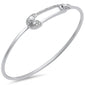 <span style="color:purple">SPECIAL!</span> .15ct G SI 14K White Gold Diamond Paperclip Wrap Around Bangle Bracelet 7" Long