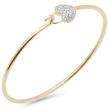 <span>DIAMOND CLOSEOUT! </span>.20ct G SI 14K Yellow Gold Diamond Heart Lock Wrap around Hook Bangle Bracelet 7" Long