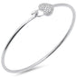 <span style="color:purple">SPECIAL!</span> .19ct G SI 14K White Gold Diamond Heart Lock Wrap around Hook Bangle Bracelet 7" Long