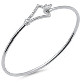 <span>DIAMOND CLOSEOUT! </span>.19ct G SI 14K White Gold Diamond Hook Bangle Bracelet 7" Long