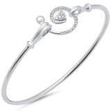 .13ct G SI 14K White Gold Diamond Heart Spiral Hook Wrap Around Bangle Bracelet 7" Long