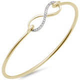 .15ct G SI 14K Yellow Gold Diamond Infinity Hook Wrap Around Bangle Bracelet 7" Long