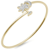 .25ct G SI 14K Yellow Gold Diamond Wrap around Palm Tree & Moon Bracelet 7" Long