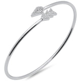 <span>DIAMOND CLOSEOUT! </span>.07ct G SI 14K White Gold Diamond Arrow Wrap around Bangle Bracelet 7" Long