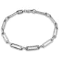 <span style="color:purple">SPECIAL!</span> .97ct G SI 14K White Gold Diamond Paperclip Style Bracelet 7" Long