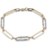 .50ct G SI 14K Yellow Gold Diamond Paperclip Style Bracelet 7" Long