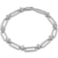 <span style="color:purple">SPECIAL!</span> .47ct G SI 14K White Gold Diamond Paperclip Style Bracelet 7" Long