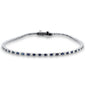 2.19ct G SI 14K  White Gold Blue Sapphire & Diamond Tennis Bracelet 7" Long