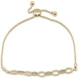 .25ct G SI 14K Yellow Gold Diamond Marquee Shaped Adjustable Link Bracelet
