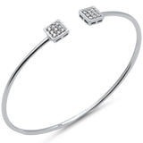 .29ct G SI 14K White Gold Diamond Square Open Bangle Bracelet