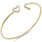 <span style="color:purple">SPECIAL!</span> .16ct G SI 14K Yellow Gold Diamond Heart & Arrow Open Bangle Bracelet