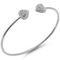 <span style="color:purple">SPECIAL!</span> .15ct G SI 14K White Gold Diamond Heart Shaped Open Bangle Bracelet