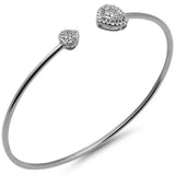 .23ct G SI 14K White Gold Diamond Heart Shaped Open Bangle Bracelet